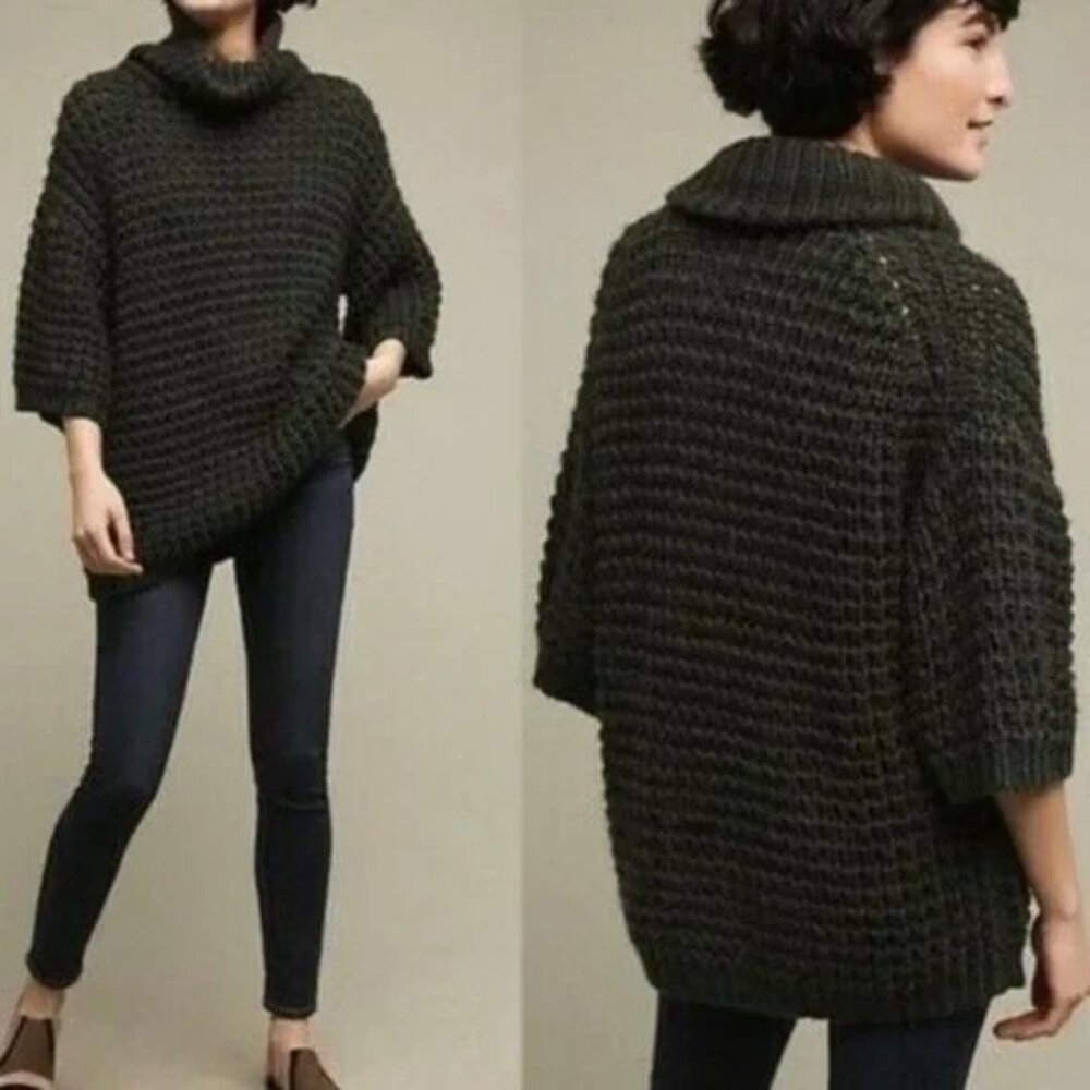 Plenty By Tracy Reese Waffled Turtleneck Green Sweater Size S